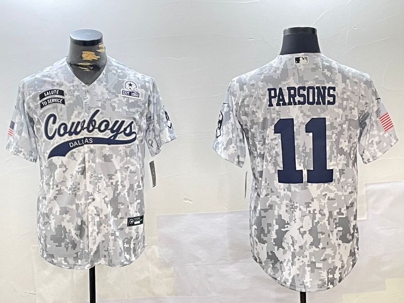 Men Dallas Cowboys 11 Parsons Nike Arctic Camo 2024 Salute to Service Limited NFL Jersey style 4